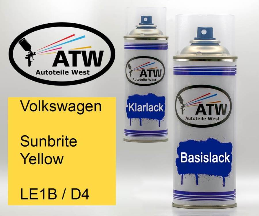 Volkswagen, Sunbrite Yellow, LE1B / D4: 400ml Sprühdose + 400ml Klarlack - Set, von ATW Autoteile West.